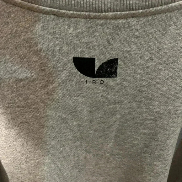 NWT IRO Paris Lusse Pleated Crewneck Sweatshirt Top Mixed Gray Grey S - Picture 6 of 7